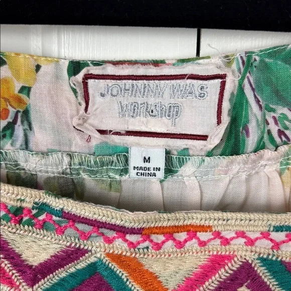 Johnny Was Workshop Pula Embroidered Square Neck Top - Size M - Picture 6 of 8